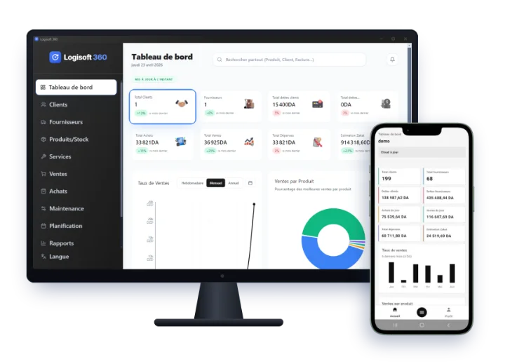 Logisoft 360 sur ordinateur et sur téléphone
