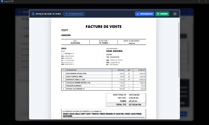 Facture de vente — Logisoft 360